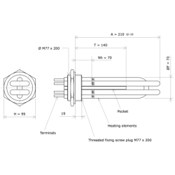Screw plug immersion heater M77 247711 Vulcanic Draw