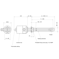 Screw plug immersion heater 1''1/2 221650 Vulcanic Draw