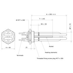 Screw plug immersion heater M77 227885 Vulcanic Draw