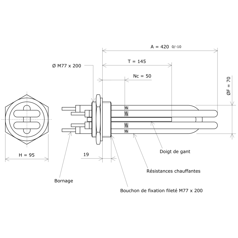 Thermoplongeur à visser M77 227886 Vulcanic Plan