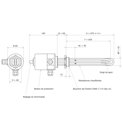 Thermoplongeur à visser 1''1/2 221652 Vulcanic Plan