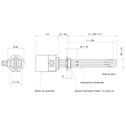 Thermoplongeur à visser 1''1/2 221750 Vulcanic Plan