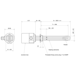 Screw plug immersion heater 1''1/2 221750 Vulcanic Draw