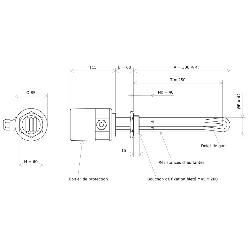 Thermoplongeur à visser M45 321750 Vulcanic Plan