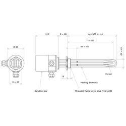 Screw plug immersion heater M45 321752 Vulcanic Draw