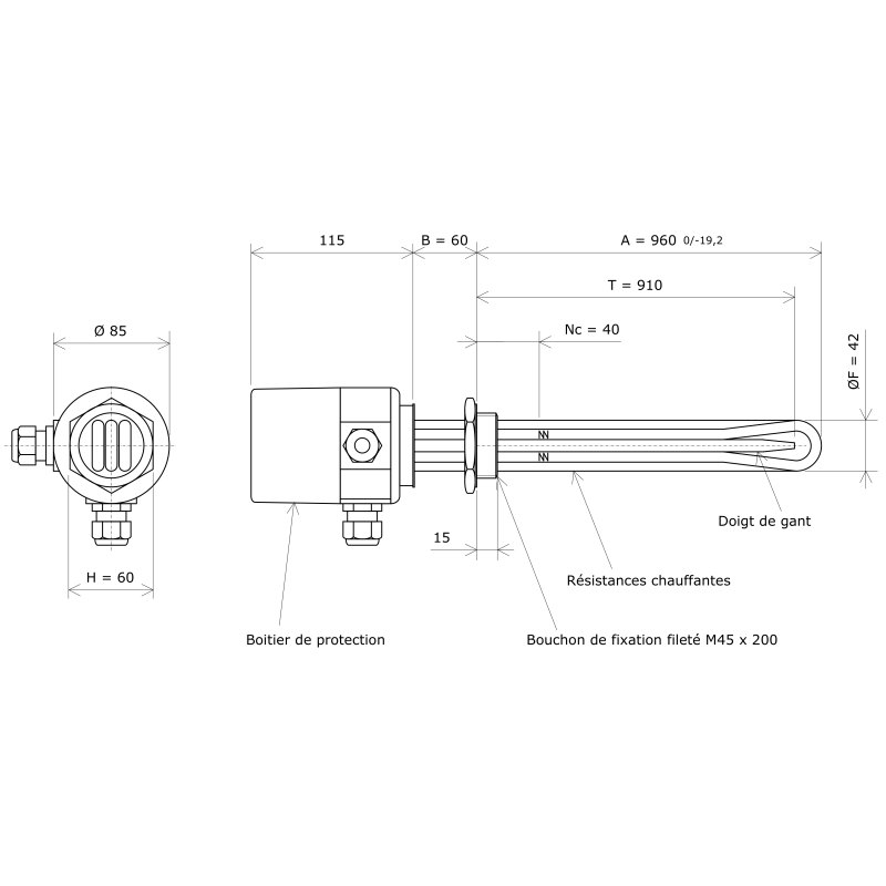 Thermoplongeur à visser M45 321753 Vulcanic Plan