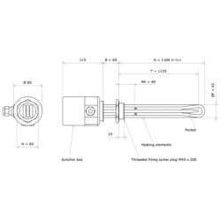 Screw plug immersion heater M45 321760 Vulcanic Draw