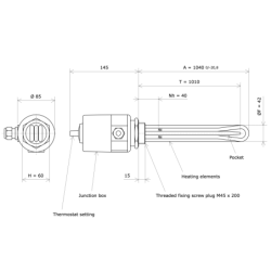 Screw plug immersion heater M45 311604 Vulcanic Draw