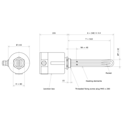 Screw plug immersion heater M45 311902 Vulcanic Draw