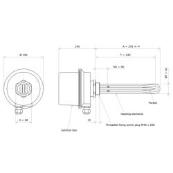 Screw plug immersion heater M45 312001 Vulcanic Draw