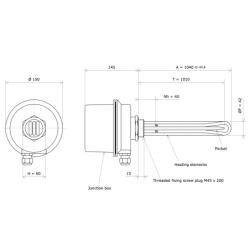 Screw plug immersion heater M45 312004 Vulcanic Draw