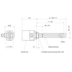 Screw plug immersion heater M45 311706 Vulcanic Draw