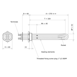 Screw plug immersion heater 1''1/2 221401 Vulcanic Draw