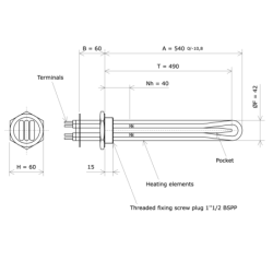 Screw plug immersion heater 1''1/2 221402 Vulcanic Draw