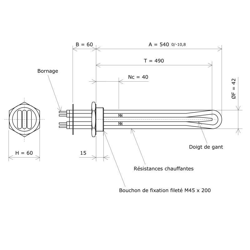 Thermoplongeur à visser M45 321402 Vulcanic Plan