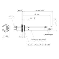 Thermoplongeur à visser M45 321404 Vulcanic Plan