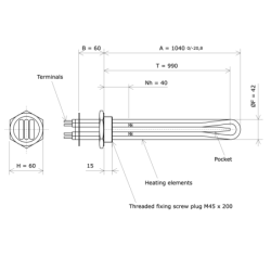 Screw plug immersion heater M45 321404 Vulcanic Draw