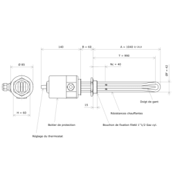 Thermoplongeur à visser 1''1/2 221604 Vulcanic Plan