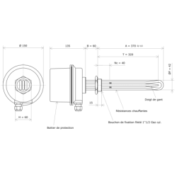 Thermoplongeur à visser 1''1/2 222001 Vulcanic Plan