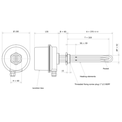 Screw plug immersion heater 1''1/2 222001 Vulcanic Draw