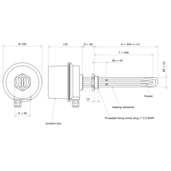 Screw plug immersion heater 1''1/2 222002 Vulcanic Draw