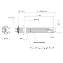 Screw plug immersion heater M45 321409 Vulcanic Draw