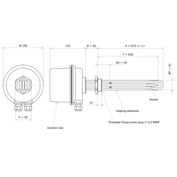 Screw plug immersion heater 1''1/2 222008 Vulcanic Draw