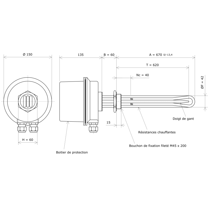 Thermoplongeur à visser M45 322008 Vulcanic Plan