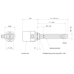 Screw plug immersion heater M45 311710 Vulcanic Draw