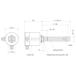 Screw plug immersion heater M45 311915 Vulcanic Draw