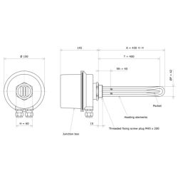 Screw plug immersion heater M45 312013 Vulcanic Draw