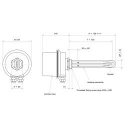 Screw plug immersion heater M45 312015 Vulcanic Draw