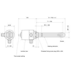 Screw plug immersion heater M45 311640 Vulcanic Draw