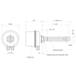 Screw plug immersion heater M45 312031 Vulcanic Draw