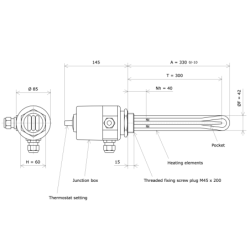 Screw plug immersion heater M45 311624 Vulcanic Draw