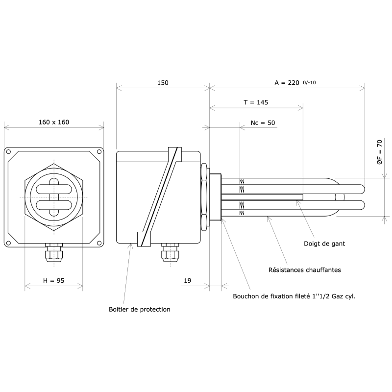 Thermoplongeur à visser 2''1/2 232101 Vulcanic Plan