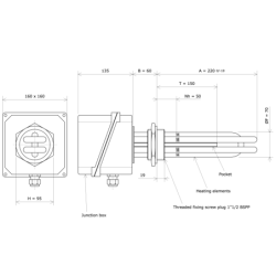 Screw plug immersion heater 2''1/2 232211 Vulcanic Draw