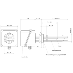 Screw plug immersion heater 2''1/2 232212 Vulcanic Draw