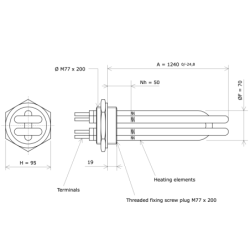 Screw plug immersion heater M77 247770 Vulcanic Draw