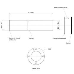 Thermowell for Vulcanic ceramic core element Draw47L920