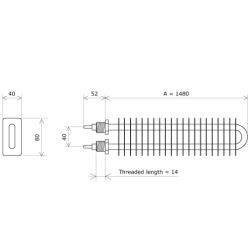 40x80 finned strip heater Vulcanic Draw A1480