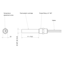 Vulcan 5/8'' electro-mechanical thermostats with connection and cable outlet Vulcanic Draw