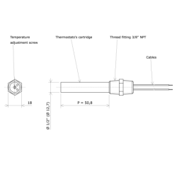 Vulcan 1/2'' electro-mechanical thermostats with connection and cable outlet Vulcanic Draw