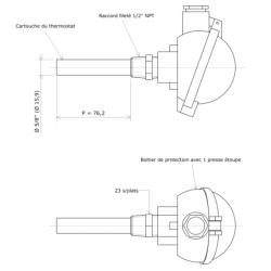 Thermostat électromécanique 5/8'' avec boitier aluminium 1 PE Vulcan Vulcanic Plan