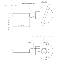 Thermostat électromécanique 1/2'' avec boitier aluminium 1 PE Vulcan Vulcanic Plan