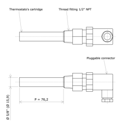 Vulcan 5/8'' electro-mechanical thermostats with fitting and connector Vulcanic Draw