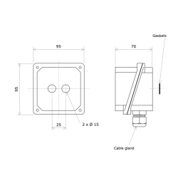 Vulcanic aluminium connection box for 25x50 finnned strip heater Draw