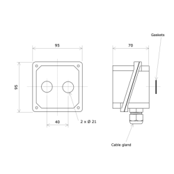 Vulcanic aluminium connection box for 40x80 finnned strip heater Draw