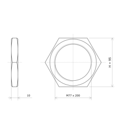 Ecrou hexagonal M77 x 200 pour thermoplongeur à visser Vulcanic Plan