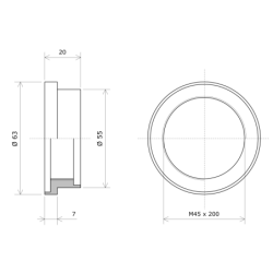 M45 x 200 welding sleeve for Vulcanic screw plug immersion heater Draw